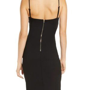 LULUS Little Black Cocktail Dress(M)*SIDE SLIT, HUGS SEXY CURVES-EXPOSED ZIPPER